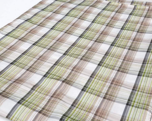 Green Beige Plaid Light Weight Taffeta Fabric 2 yards  ATW00016